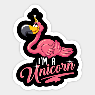 Adorable I'm a Unicorn Flamingo Cute Animal Sticker